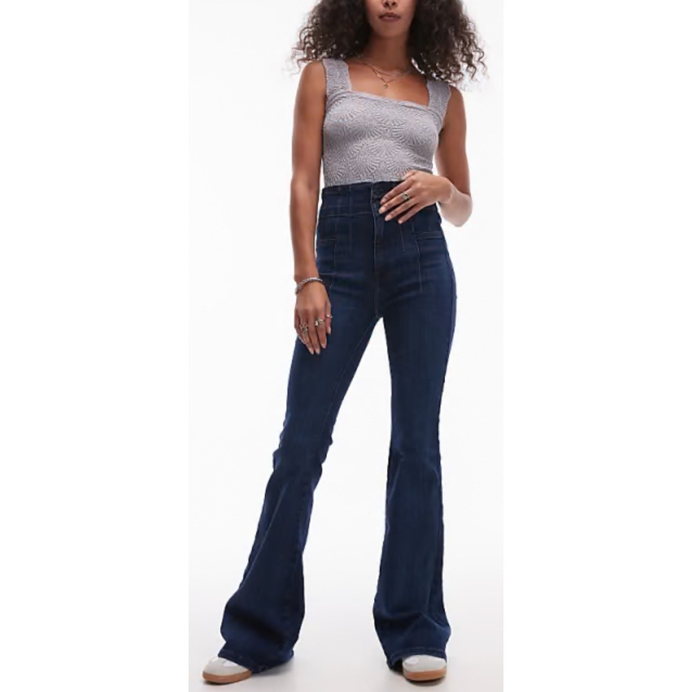 Free People We The Free Jayde High Rise Flare Jeans Blue Boho Retro Western 25